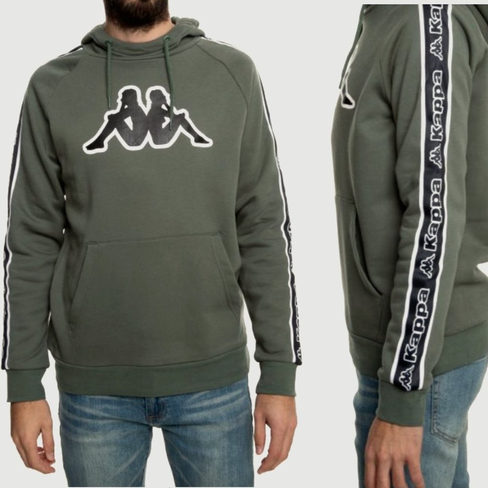 Kappa Logo Tape Apet Hoodie in Green Thyme  XXL